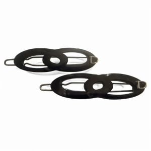 1980’s Vintage Devisage Paris Dainty Jet Black French Barrettes Pair, Handmade in France, Deadstock, - Fashionconservatory.com