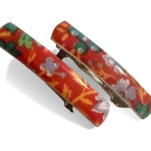 70’s Floral French Hair Barrettes Summer Garden Party French Hair , 2” Long - Fashionconservatory.com