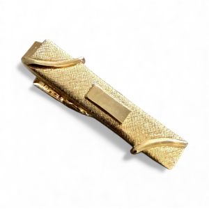 1970’s 1980’s Vintage Bright Gold Textured Tie Clip, Minimalist Elegant Tie Bar   - Fashionconservatory.com