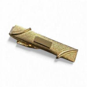 1970’s 1980’s Vintage Bright Gold Textured Tie Clip, Minimalist Elegant Tie Bar  
