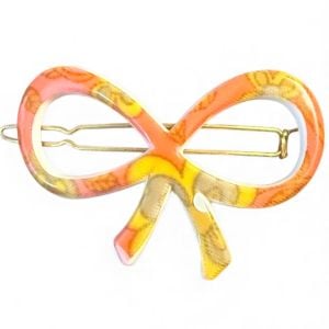 1960’s Vintage Large French Paisley Bow Barrette, Wire Clasp , Deadstock/New, 2.5” - Fashionconservatory.com