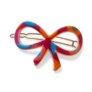 New 1960’s Vintage French Bow Barrette Pink & Blue, Wire Clasp , Deadstock, 2.5”