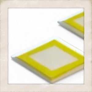 New 1960’s Vintage White & Yellow Colorblock Mod Barrettes with Wire Clasp  - Fashionconservatory.com