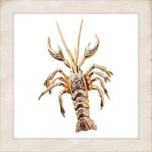 Vintage Lobster Brooch in Bright Gold, 1990’s Animal Brooch Pin, 2.15” Long 