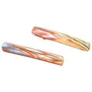 1970’s French Hair Clips in Pearlescent Earthtones, Deadstock, One Pair, 2.1”