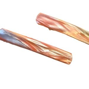 1970’s French Hair Clips in Pearlescent Earthtones, Deadstock, One Pair, 2.1” - Fashionconservatory.com