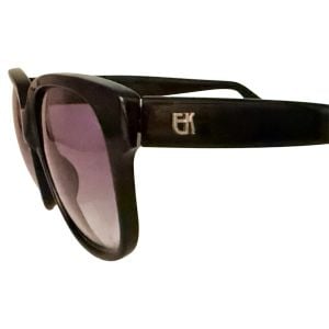 Emmanuelle Khanh 1980’s Oversized Sunglasses in Black, Mod 8080, Handmade France - Fashionconservatory.com
