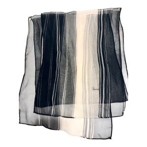 Vintage Vera Neumann Sheer Scarf in Black and White, Oblong 52” Head Scarf - Fashionconservatory.com