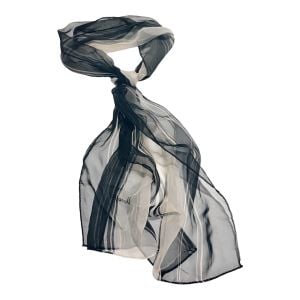 Vintage Vera Neumann Sheer Scarf in Black and White, Oblong 52” Head Scarf
