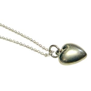 Vintage Silver Puffy Heart Pendant Necklace, Puffy Heart Pendant on Dainty Chain - Fashionconservatory.com