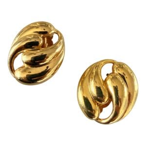 Vintage Erwin Pearl Large Clip On Earrings in Gold, Signed Costume Jewelry