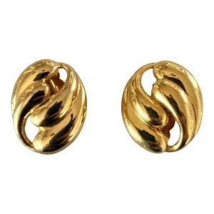 Vintage Erwin Pearl Large Clip On Earrings in Gold, Signed Costume Jewelry - Fashionconservatory.com