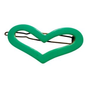 1960’s Extra Wide French Barretre in a Heart Shape, Kelley Green, 2.6” Wide!