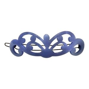 Vintage 1970’s French Barrette with Cutouts in a Pearlescent Blue, 3”