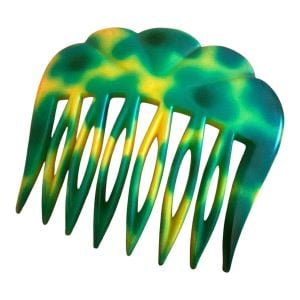 1960’s French Green & Yellow Scalloped Hair Comb, Paris Made, Deadstock, Unworn