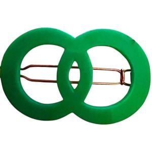 1960’s Mod Green Barrette , Double Circle Design in Kelly Green, Made in France