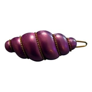 Handmade 1960’s French Barrette in Pearlescent Purple & Gold, Deadstock/Unworn