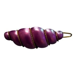 Handmade 1960’s French Barrette in Pearlescent Purple & Gold, Deadstock/Unworn - Fashionconservatory.com