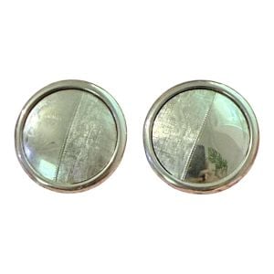 Vintage Shiny Silver Mod Round Earrings, Clip On’s, 1980’s does 1960’s, 1.2”