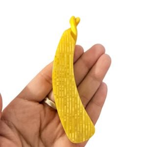 Vintage French Mini Banana Clip in Bright Yellow w Stripes, 4”, Unworn - Fashionconservatory.com