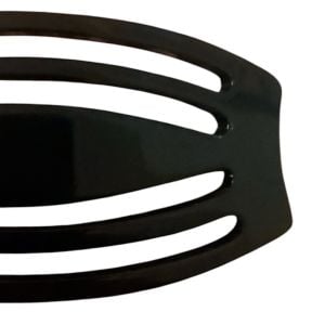 1970’s Vintage Black French Barrette with Cutouts, 3” Long, Deadstock Unworn - Fashionconservatory.com