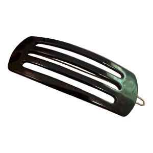 1960’s Vintage French Barrette Hair Clip in Jet Black, Mod Fashion, 2.5”, Unworn - Fashionconservatory.com