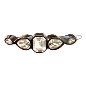 Stunning Vintage French Rhinestone Hair Clip in Black, Deadstock, 2.6” Long 