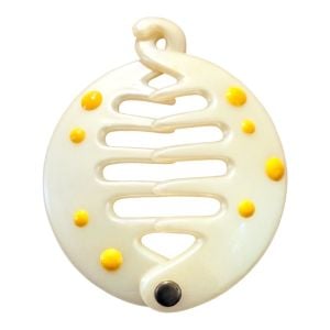 Vintage French Round Hair Claw with Yellow Polka Dots, French Hair Clip, Unworn