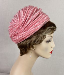 Vintage 60s Pink Bubble Crown Raffia Pillbox Hat by Amy