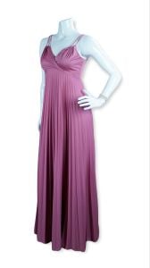 70s Mauve Pleated Full Skirt Formal Gown - Fashionconservatory.com