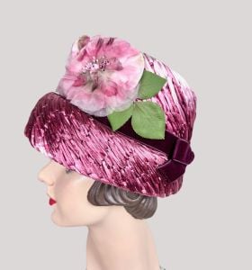 Vintage 60s Pink Ombre Straw Hat with Silk Florals - Fashionconservatory.com