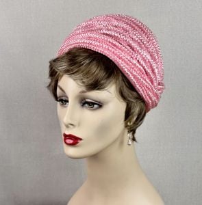 Vintage 60s Pink Bubble Crown Raffia Pillbox Hat by Amy - Fashionconservatory.com