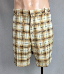 Vintage 60s Brown Plaid Mens Bermuda Golf Shorts Sz 38 - Fashionconservatory.com