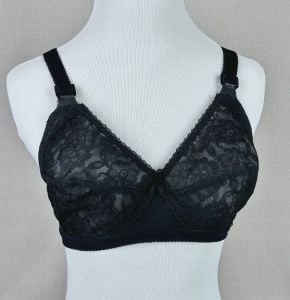 Vintage 1970s Black Illusion Lace Bra, No Visible Means of Support by Playtex, Sz 38B - Fashionconservatory.com