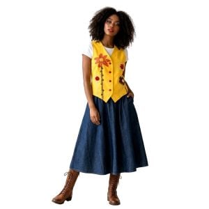 90s Y2K Yellow Linen Flax & Cotton Vest with Floral Embroidery | Italy 38 fits XS/S - Fashionconservatory.com