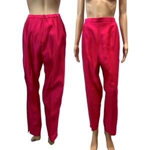 90s High Waist Hot Pink Cigarette Pants | Vintage Rockabilly Pin Up | W 27 - 28''