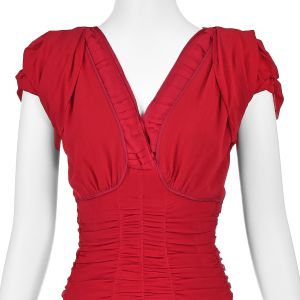 PRADA Vintage Red Crepe Ruched Sheath Dress by Miuccia Prada IT44 US8 - Fashionconservatory.com