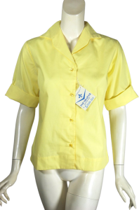 60s Lemon Yellow Blouse Short Sleeve Deadstock Unworn by Revere