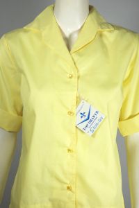 60s Lemon Yellow Blouse Short Sleeve Deadstock Unworn by Revere - Fashionconservatory.com