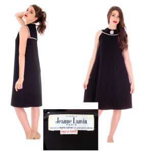 Mod Designer Vintage Lanvin Dress 1960s Cocktail Dress Mini Dress A Line Rhinestones