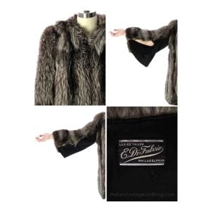 Silver Fox Coat Jacket Vintage 1940s Huge Shoulders Stunning Large  E.DiFulvio Furrier - Fashionconservatory.com