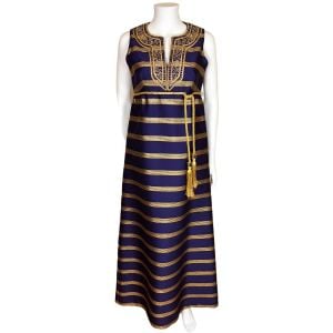 Vintage 1960s Purple Silk Metallic Gold Evening Gown Goddess Dress Rappi Size M