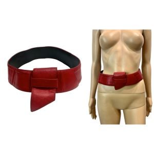 80s Wide Red Italian Leather Avant Garde Belt | S