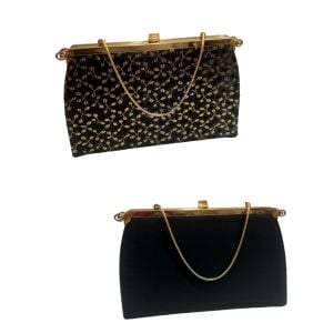 60s Black & Gold Convertible Bag | 3 Way Top Handle  Handbag