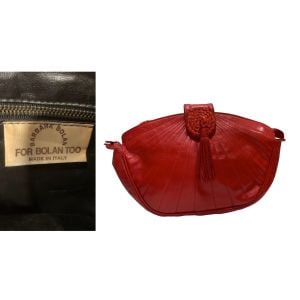 80s Italian Red Leather Clutch Shoulder Bag w Tassel  - Fashionconservatory.com
