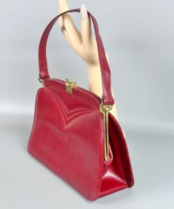 Vintage 1950s Red Leather Handbag by Dofan France - Fashionconservatory.com