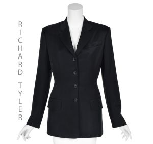 RICHARD TYLER Vintage Black Four-Button Classic Blazer SIZE 8-10 M/L