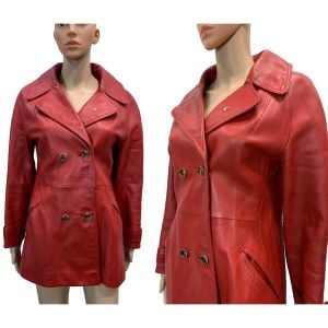 60s 70s MOD Red Leather Jacket | XS/Small - Fashionconservatory.com