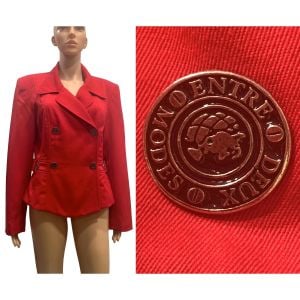 80s 90s Mod Tailored Red Wool Fitted Jacket - Fashionconservatory.com