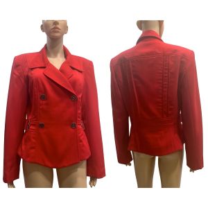 80s 90s Mod Tailored Red Wool Fitted Jacket